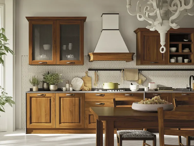 Cucina lineare in legno a prezzo scontato 30%