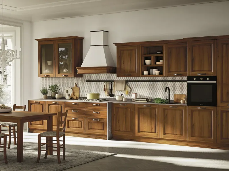 Cucina lineare in legno a prezzo scontato 30%