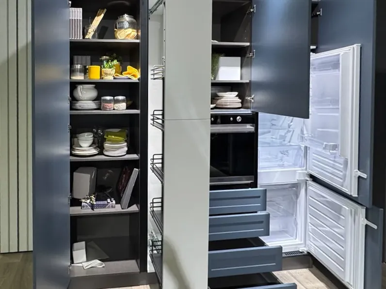 Cucina Mobilturi moderna lineare blu in polimerico opaco Gaia pet