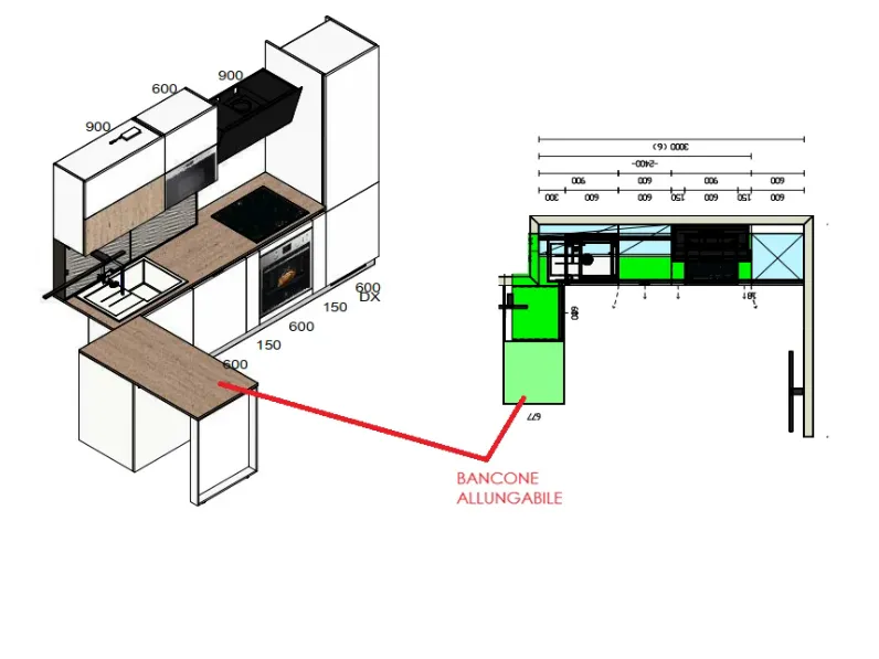 Cucina a prezzo scontato con penisola moderna Liberamente Scavolini