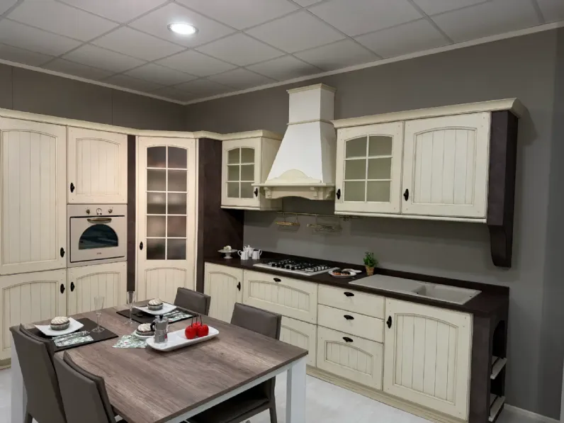 Cucina Arrex country ad angolo bianca in legno Morgana