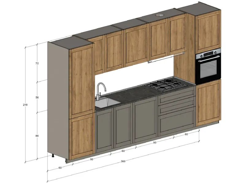 Cucina lineare in laccata opaco rovere chiaro Palio a prezzo scontato