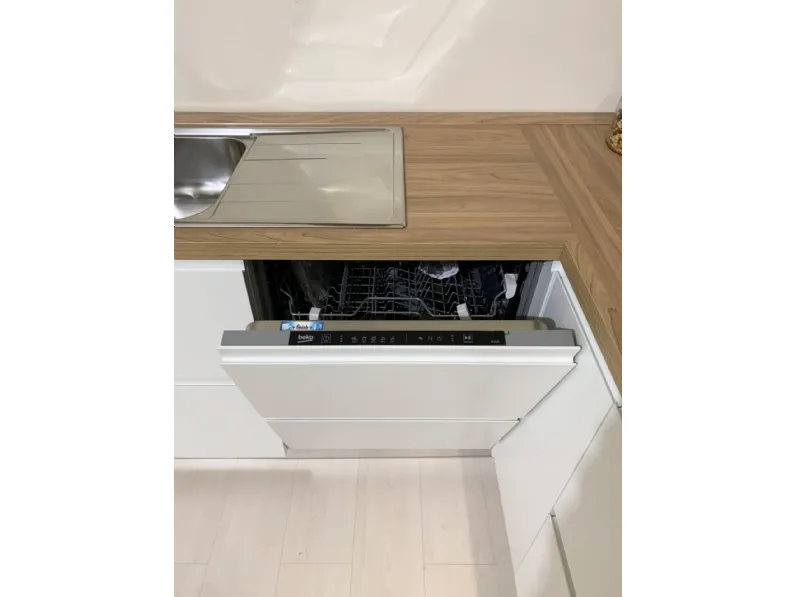 Cucina ad angolo in laccata opaco rovere chiaro Pura a prezzo scontato
