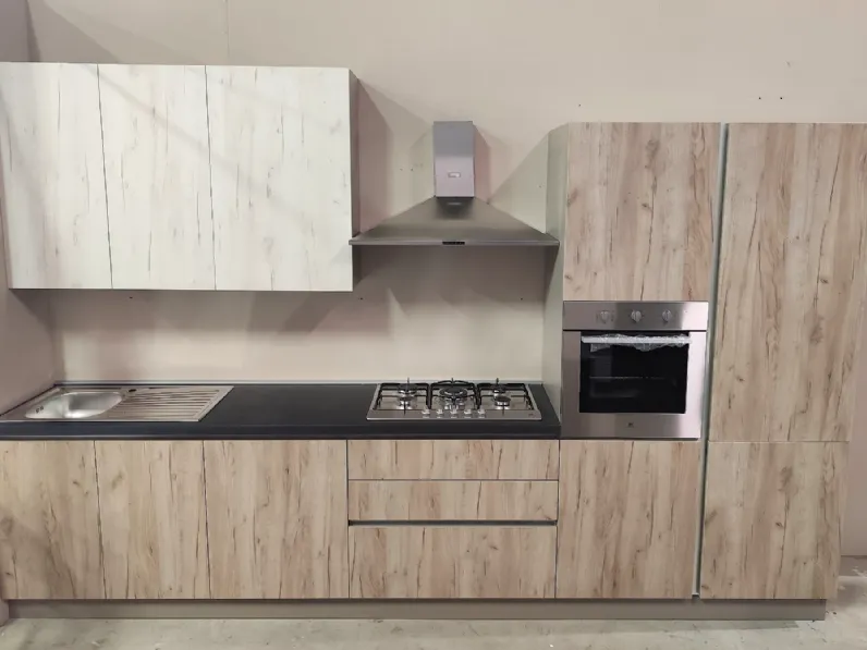 Cucina rovere chiaro moderna lineare Quick Evo cucine a soli 2600 Euro