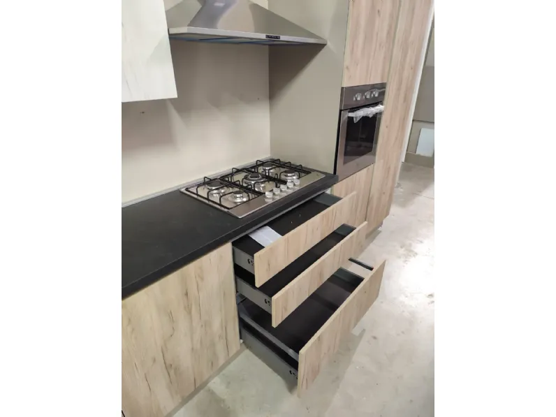 Cucina rovere chiaro moderna lineare Quick Evo cucine a soli 2600 Euro