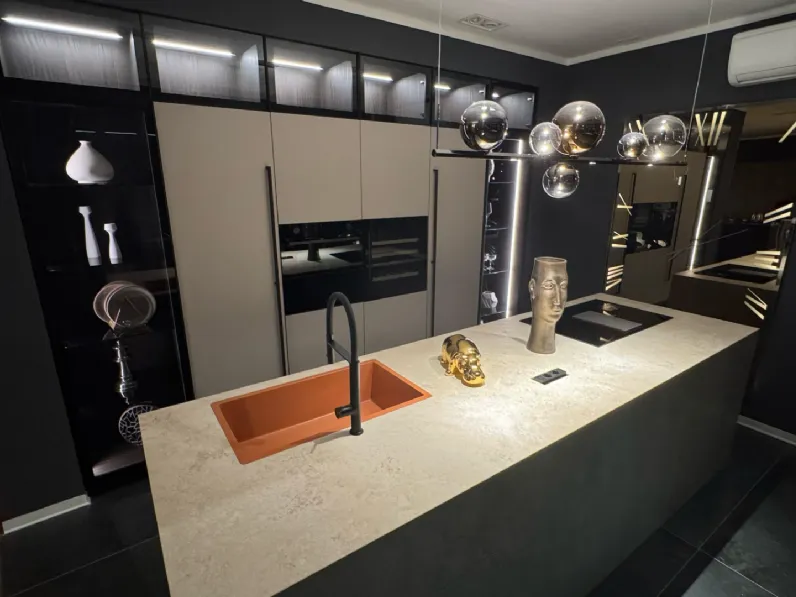 Cucina tortora moderna con isola Armony Rho a soli 19800 Euro