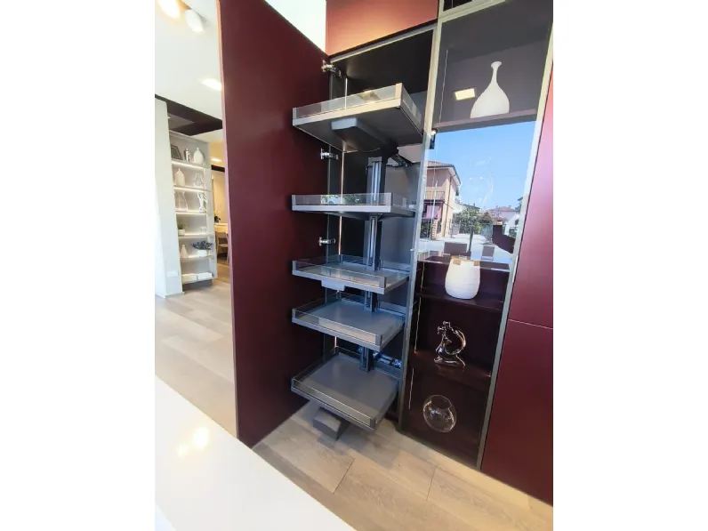 Cucina Veneta Cucine moderna con isola rossa in vetro Riflex - lounge