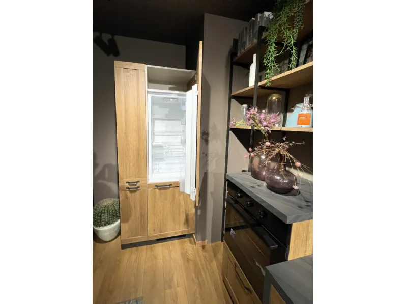 Cucina Scavolini industriale lineare rovere chiaro in laminato materico Sax