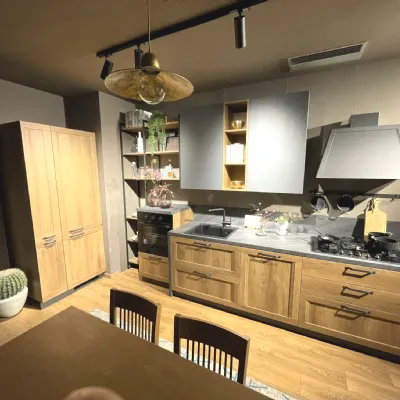 Cucina Scavolini industriale lineare rovere chiaro in laminato materico Sax