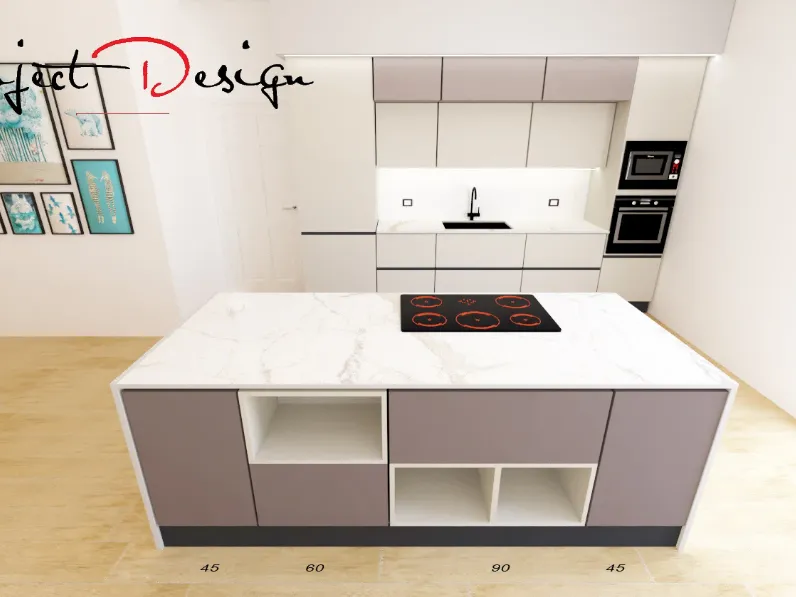 Cucina con isola design tortora Astra Sp22 a soli 6250 Euro