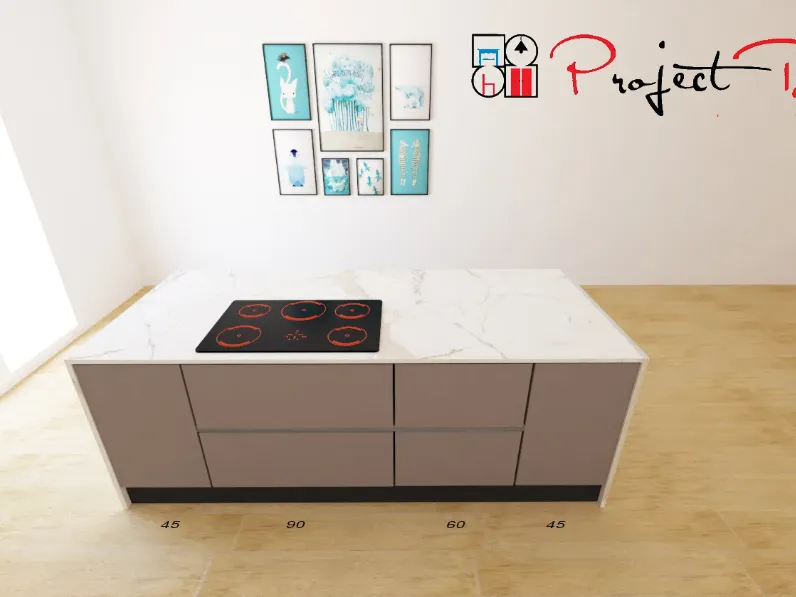 Cucina con isola design tortora Astra Sp22 a soli 6250 Euro