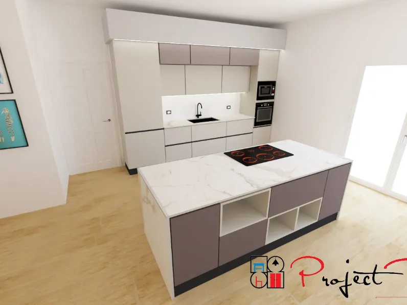Cucina con isola design tortora Astra Sp22 a soli 6250 Euro