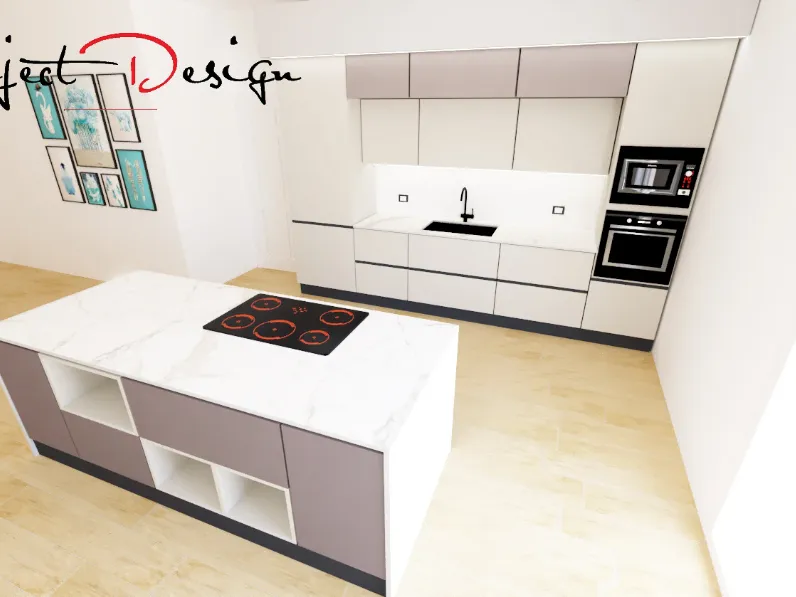 Cucina con isola design tortora Astra Sp22 a soli 6250 Euro