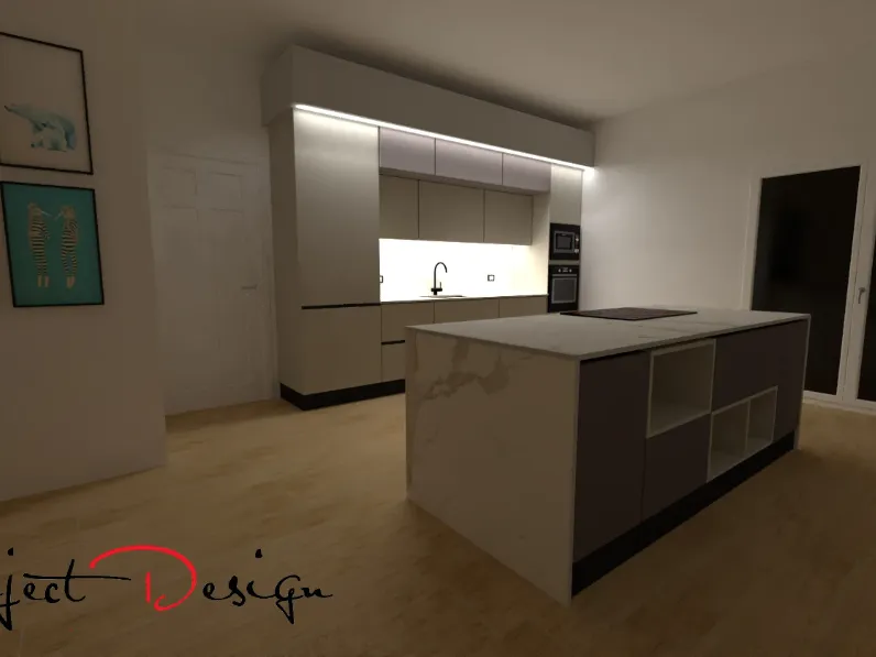 Cucina con isola design tortora Astra Sp22 a soli 6250 Euro