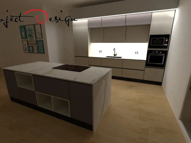 Cucina con isola design tortora Astra Sp22 a soli 6250 Euro