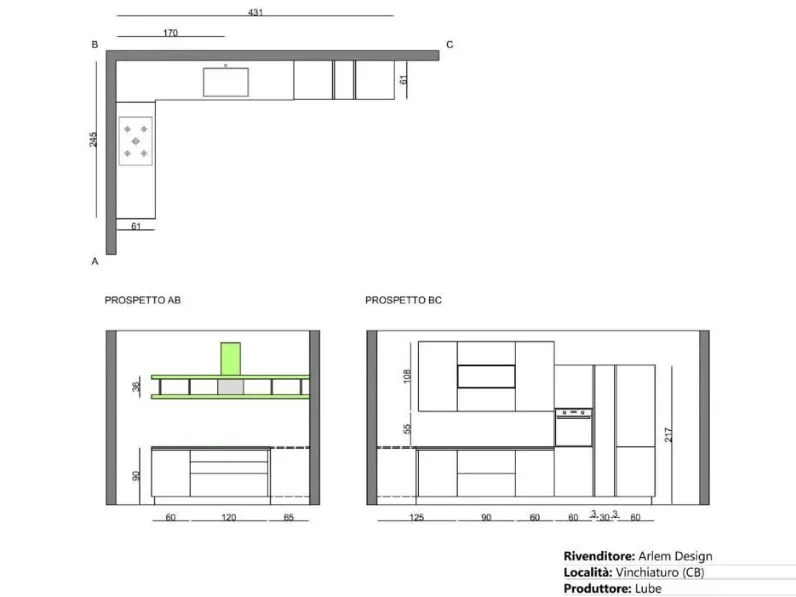 Cucina moderna ad angolo Unica Lube cucine a prezzo scontato