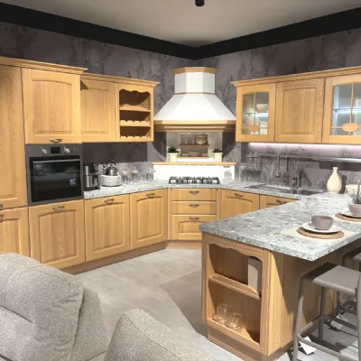 Cucina con penisola classica rovere chiaro Lube cucine Veronica a soli 14000 Euro