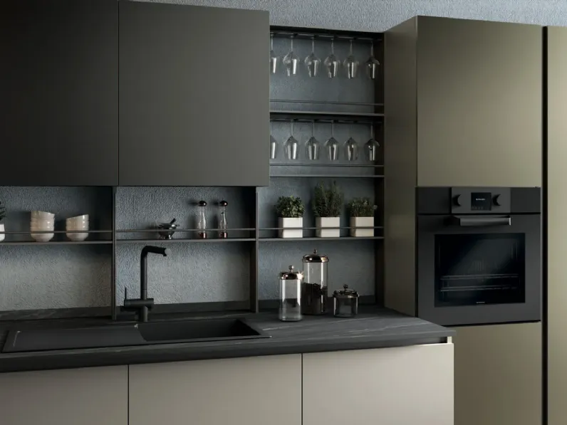 Cucina con penisola in polimerico altri colori York 03 a prezzo ribassato