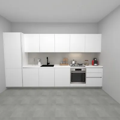 Cucina moderna bianca Stosa lineare Art bianco soft a soli 6200