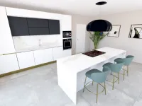 Cucina Sp22 moderna bianca Astra con isola scontata 55%