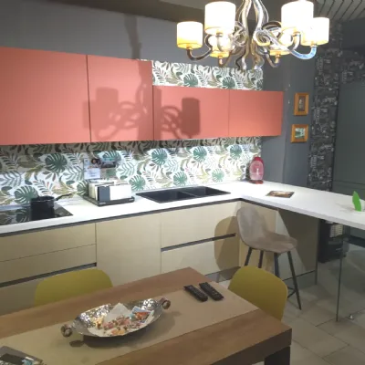 Cucina rovere chiaro moderna con penisola Ginevra Aran a soli 6000 Euro