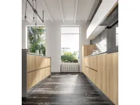 Cucina Essebi moderna ad isola rovere chiaro in laminato opaco Azimunt