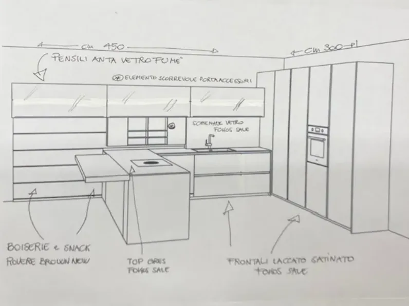 Cucina con penisola in laccata opaco altri colori Twenty a prezzo scontato