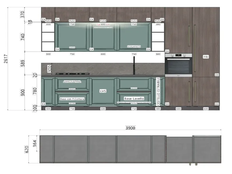 Cucina lineare Moretti compact Myriad SCONTATA 38%