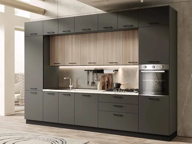 Cucina lineare in laminato opaco bianca Sandy luna a prezzo scontato