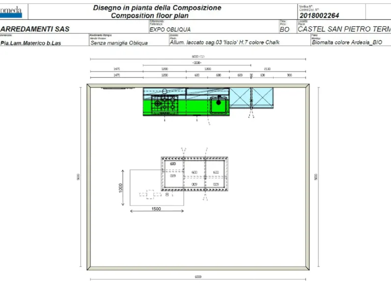 Cucina con penisola in laminato materico a prezzo scontato 63%