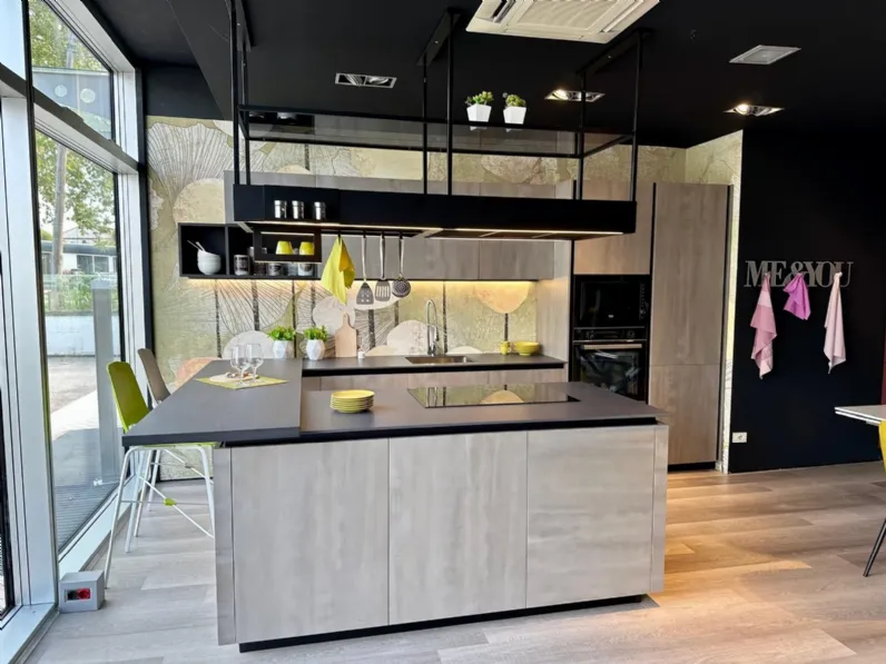 Cucina Prima cucine moderna con isola altri colori in melaminico Domino