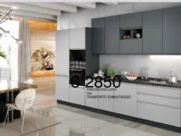 Cucina lineare in laminato opaco grigia Kelly a prezzo ribassato