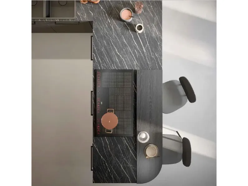 Cucina a prezzo scontato con penisola moderna Domino composizione 10 Prima cucine