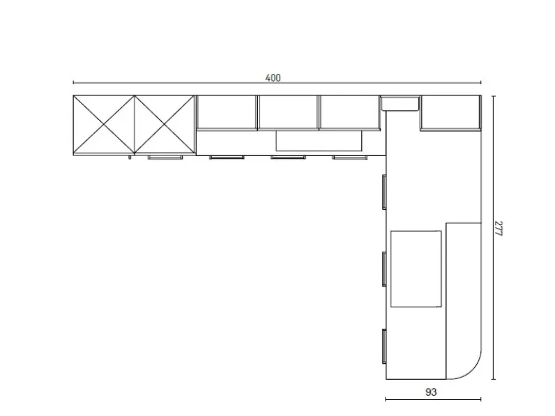 Cucina a prezzo scontato con penisola moderna Domino composizione 10 Prima cucine