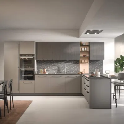 Cucina a prezzo scontato con penisola moderna Domino composizione 10 Prima cucine