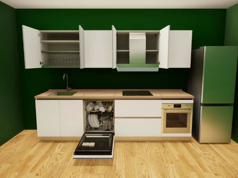 Cucina lineare in laminato materico a prezzo ribassato 33%