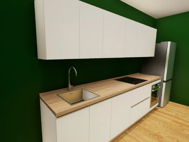 Cucina lineare in laminato materico a prezzo ribassato 33%