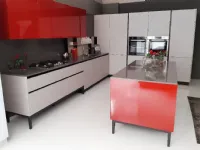 Cucina rossa design ad isola Polvere Arredo3