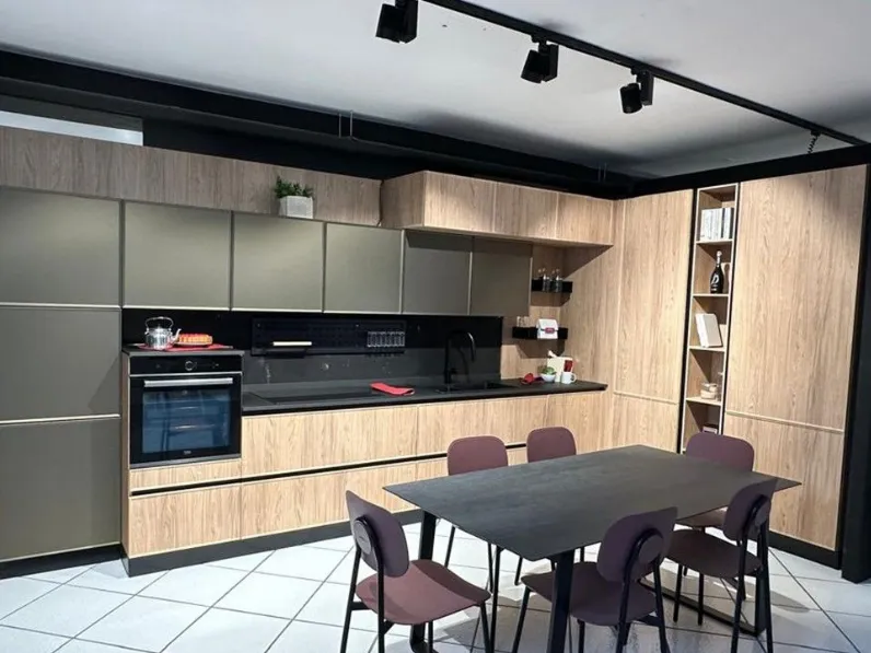 Cucina Diamante moderna rovere chiaro Mobilturi ad angolo scontata 60%