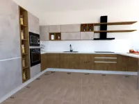 Cucina rovere chiaro moderna con penisola Sp22 Astra scontata