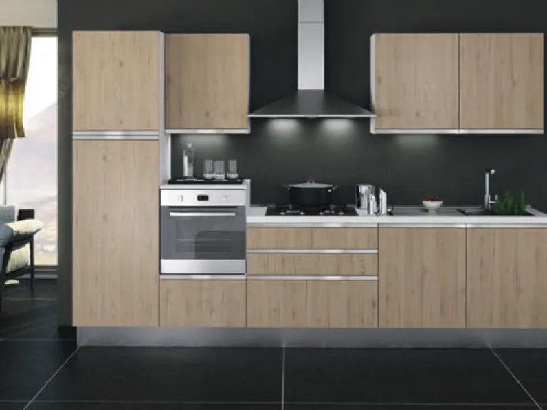 Cucina rovere chiaro moderna lineare Dune up Concreta cucine