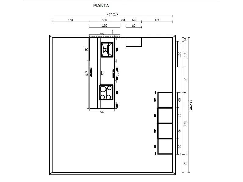 Cucina moderna con isola Positano Imab a prezzo ribassato