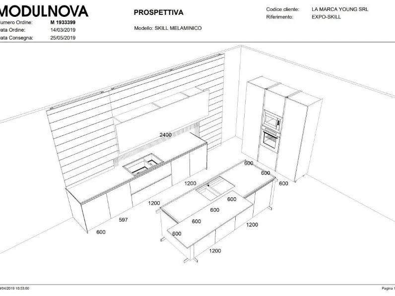 Cucina design con isola Skill  Modulnova a prezzo scontato