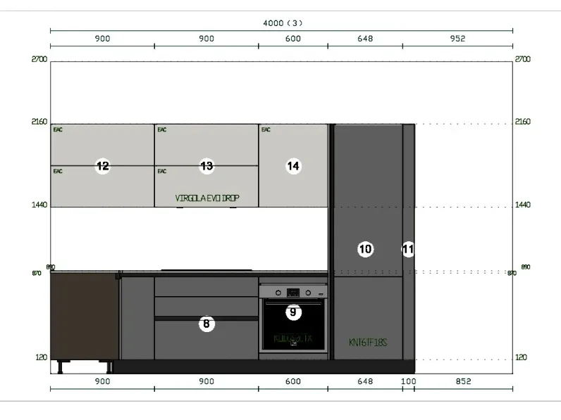 Cucina a PREZZI OUTLET in laminato opaco Stosa -25%