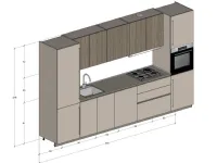 Cucina lineare in laminato opaco tortora Metropolis a prezzo scontato