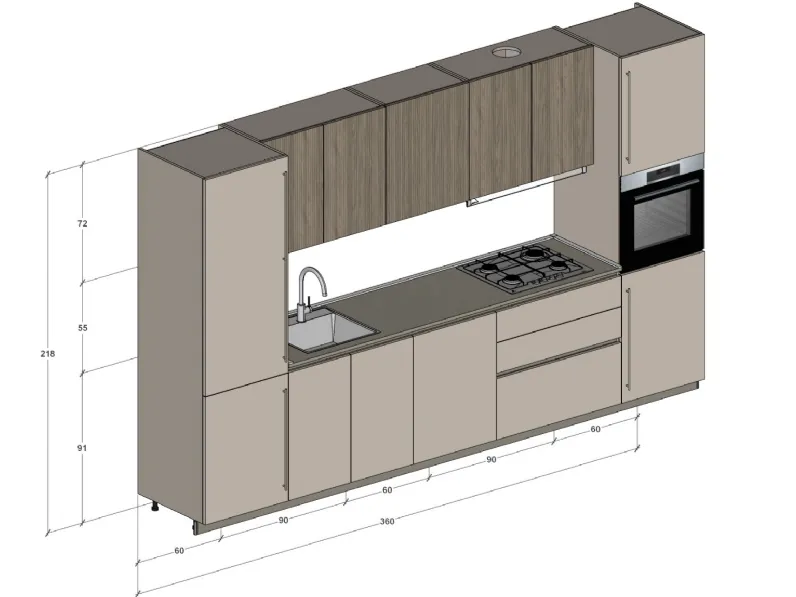 Cucina lineare moderna tortora Stosa Metropolis a soli 3880 Euro