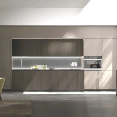 Cucina lineare in laminato opaco tortora Metropolis a prezzo scontato