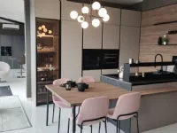 Cucina Stosa moderna con penisola tortora in laminato opaco Metropolis