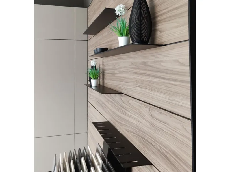 Cucina Stosa moderna con penisola tortora in laminato opaco Metropolis