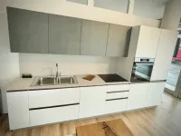 Cucina lineare in laminato opaco bianca Yang  a prezzo scontato